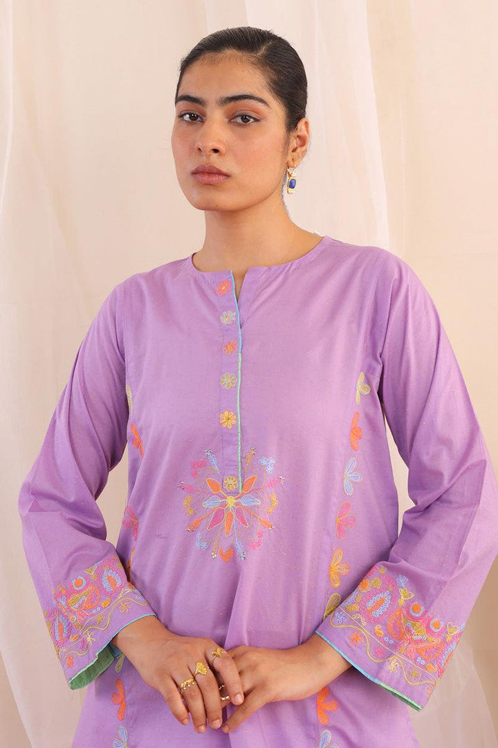 Generation - Sundara Embroidered Kurti - Cotton - Purple - 1 Piece
