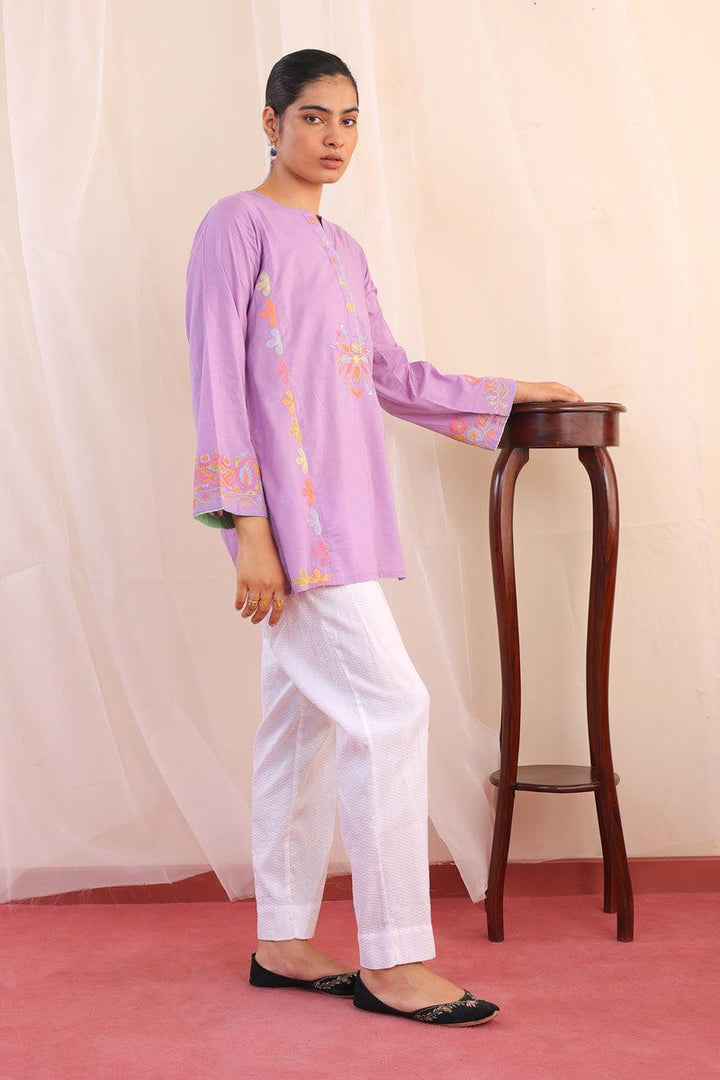 Generation - Sundara Embroidered Kurti - Cotton - Purple - 1 Piece