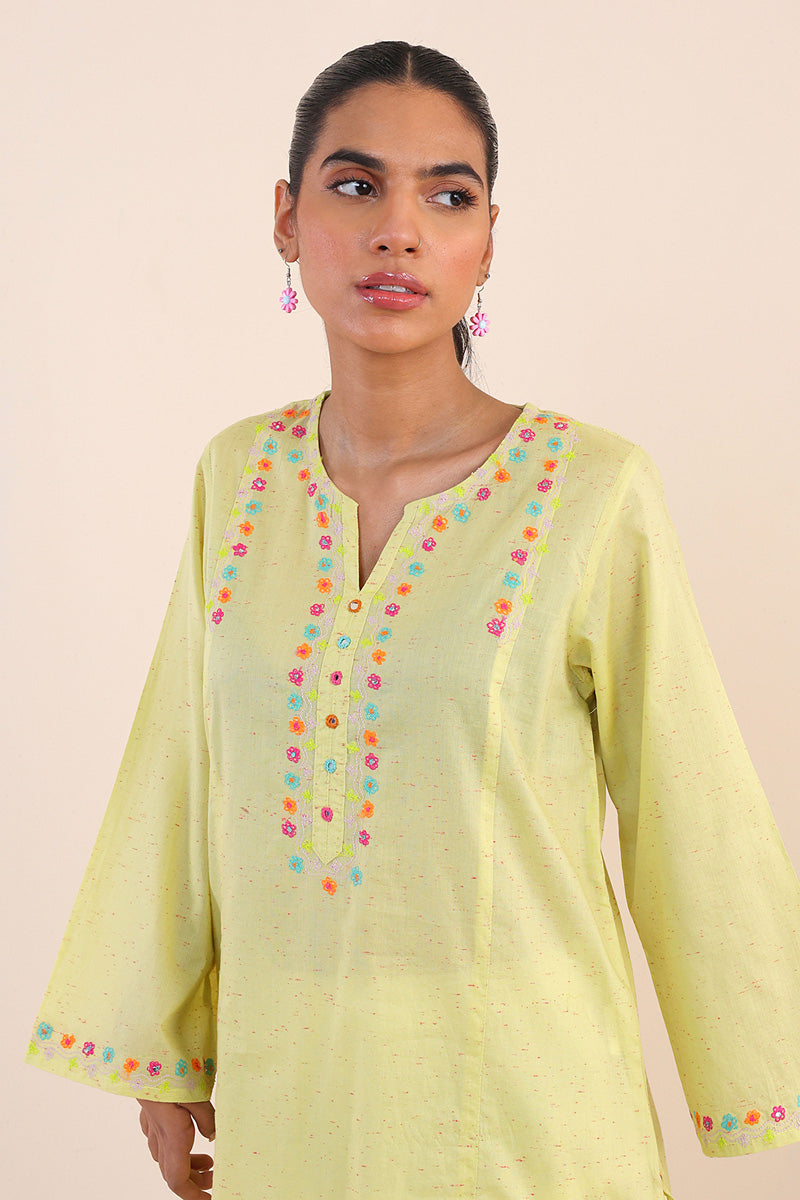 Generartion - Sundara Embroidered Kurta - 1 Piece - Yellow - Lawn