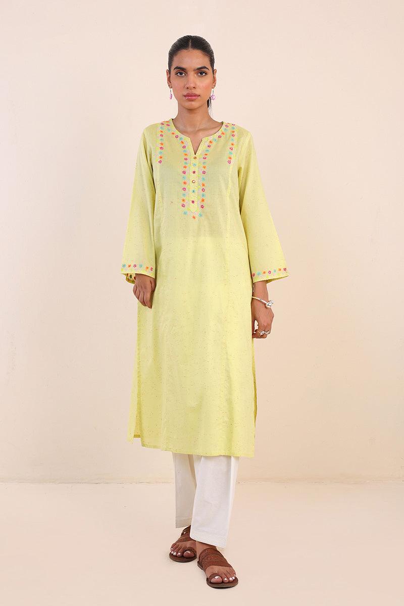 Generartion - Sundara Embroidered Kurta - 1 Piece - Yellow - Lawn