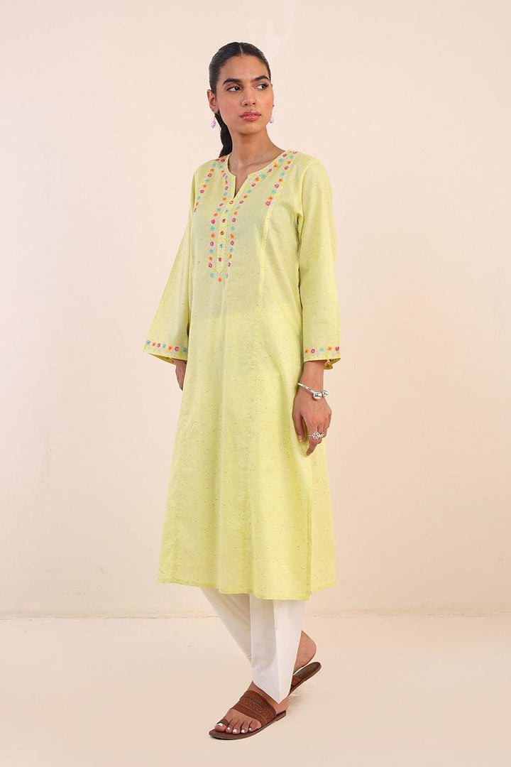 Generartion - Sundara Embroidered Kurta - 1 Piece - Yellow - Lawn