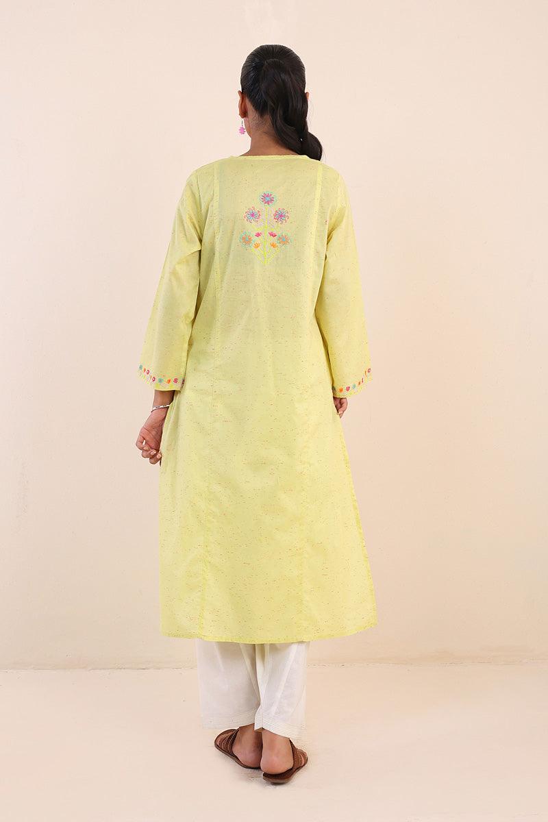 Generartion - Sundara Embroidered Kurta - 1 Piece - Yellow - Lawn