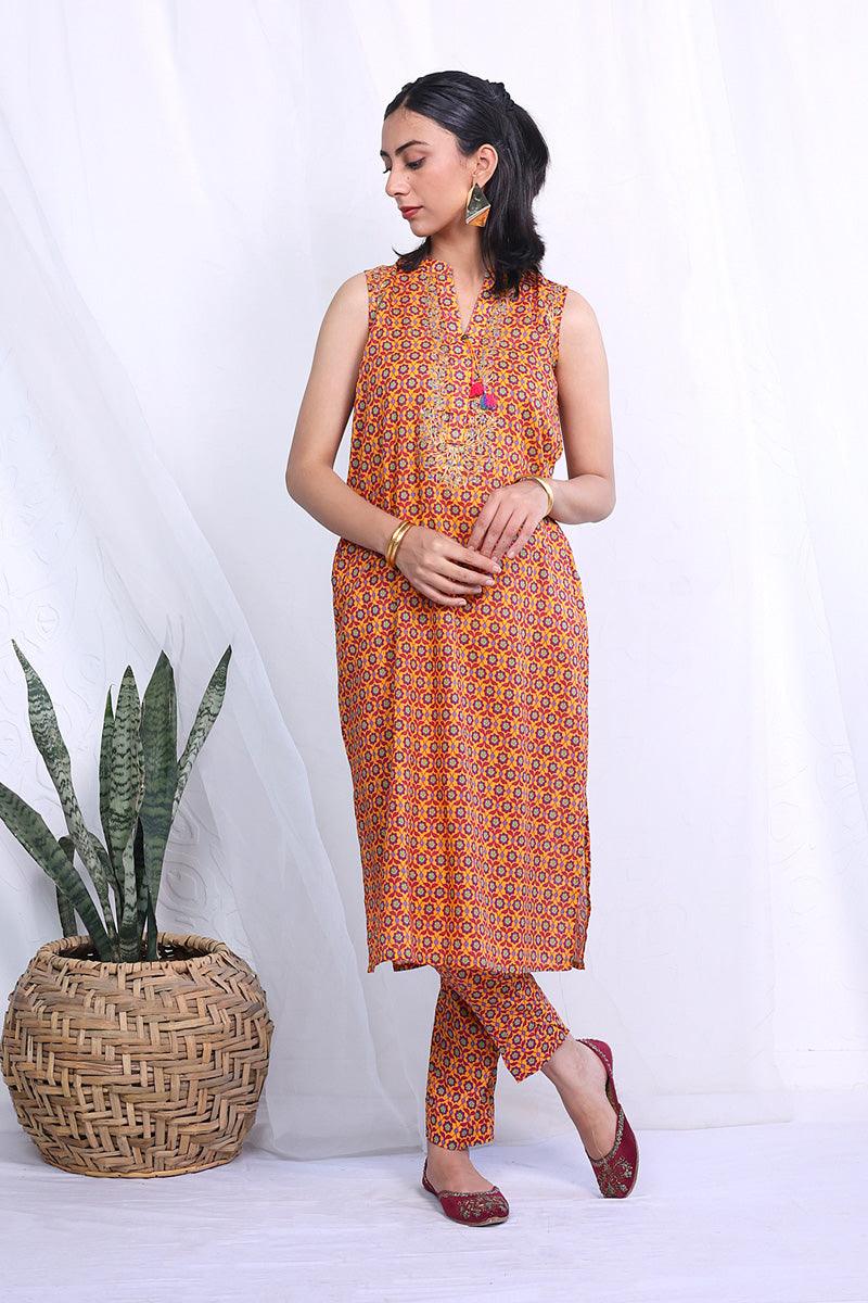 Generation - Turkish Delight Sleeveless Set - Mustard - Lawn - 2 Piece