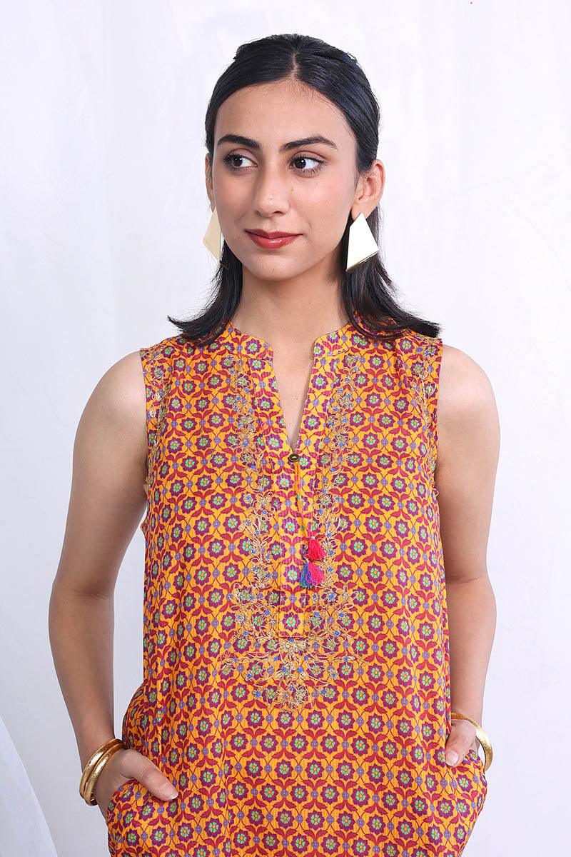 Generation - Turkish Delight Sleeveless Set - Mustard - Lawn - 2 Piece