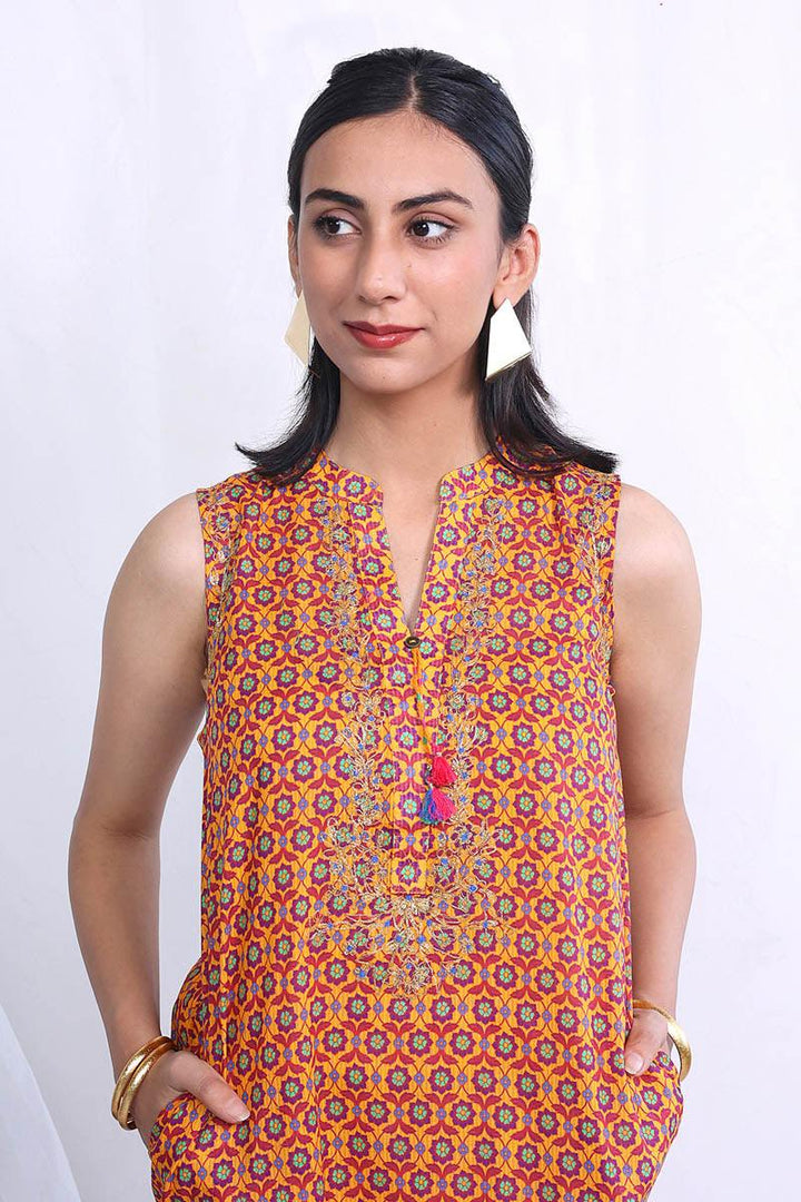 Generation - Turkish Delight Sleeveless Set - Mustard - Lawn - 2 Piece