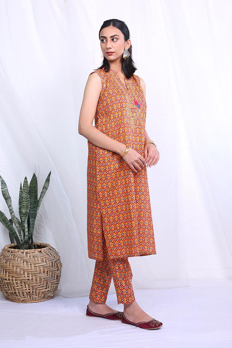 Generation - Turkish Delight Sleeveless Set - Mustard - Lawn - 2 Piece