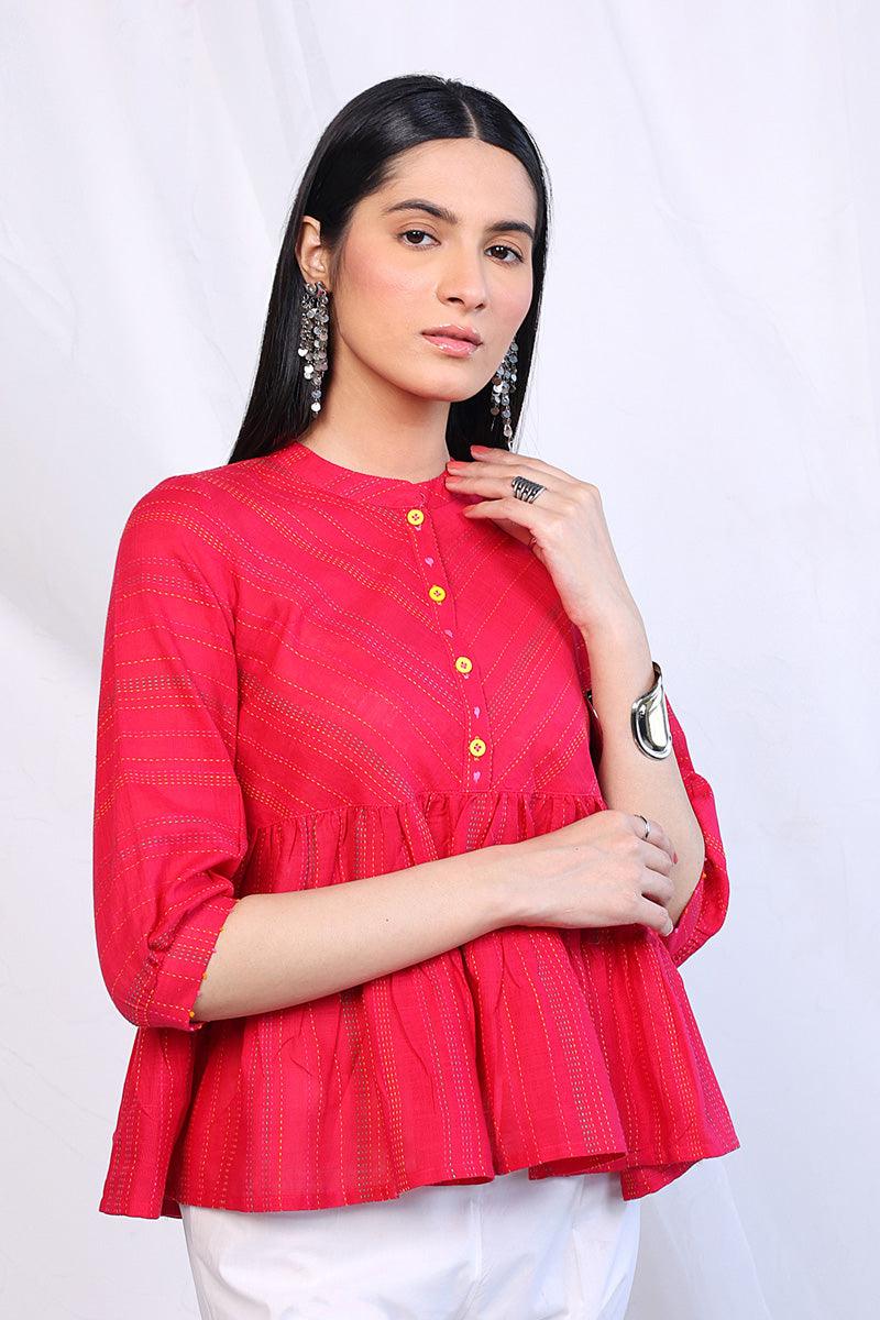 Generation - Tinka Peplum Top - Red - Lawn - 1 Piece