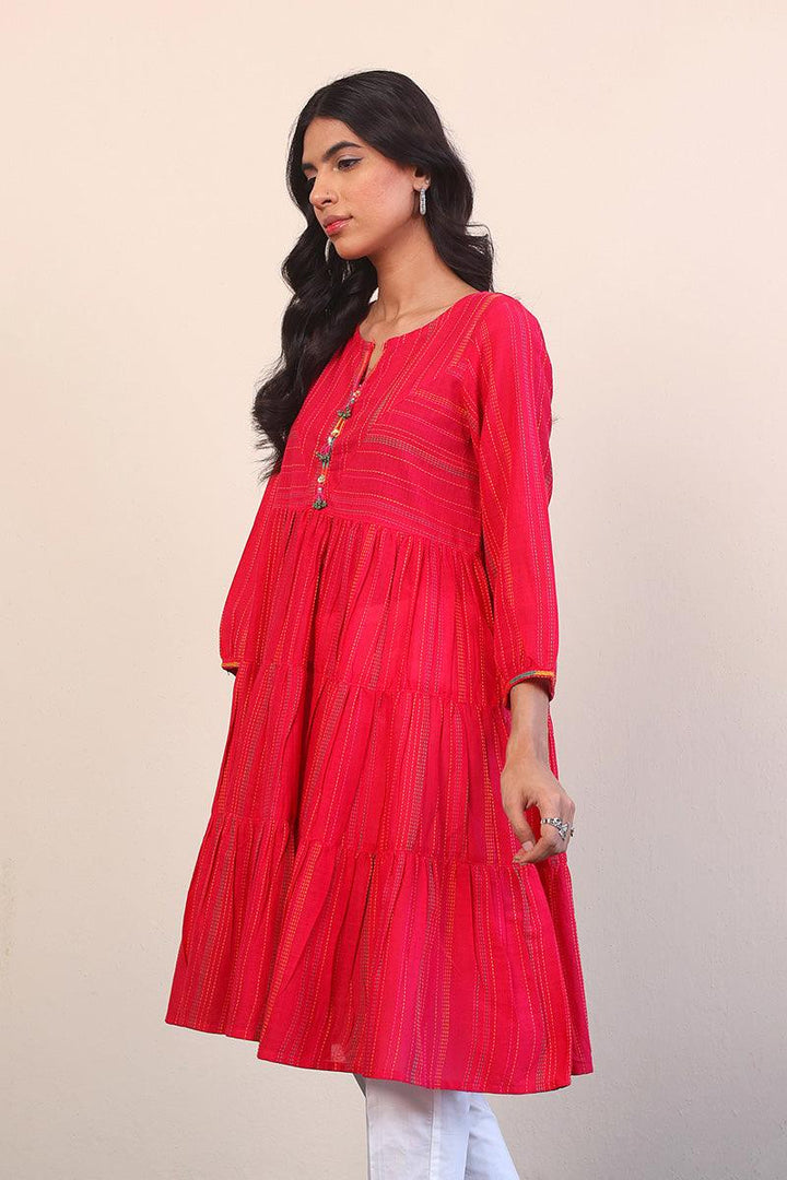 Generation - Tinka Tiered Kurta - Red - Lawn - 1 Piece
