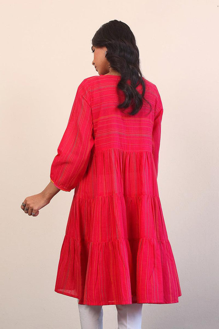 Generation - Tinka Tiered Kurta - Red - Lawn - 1 Piece
