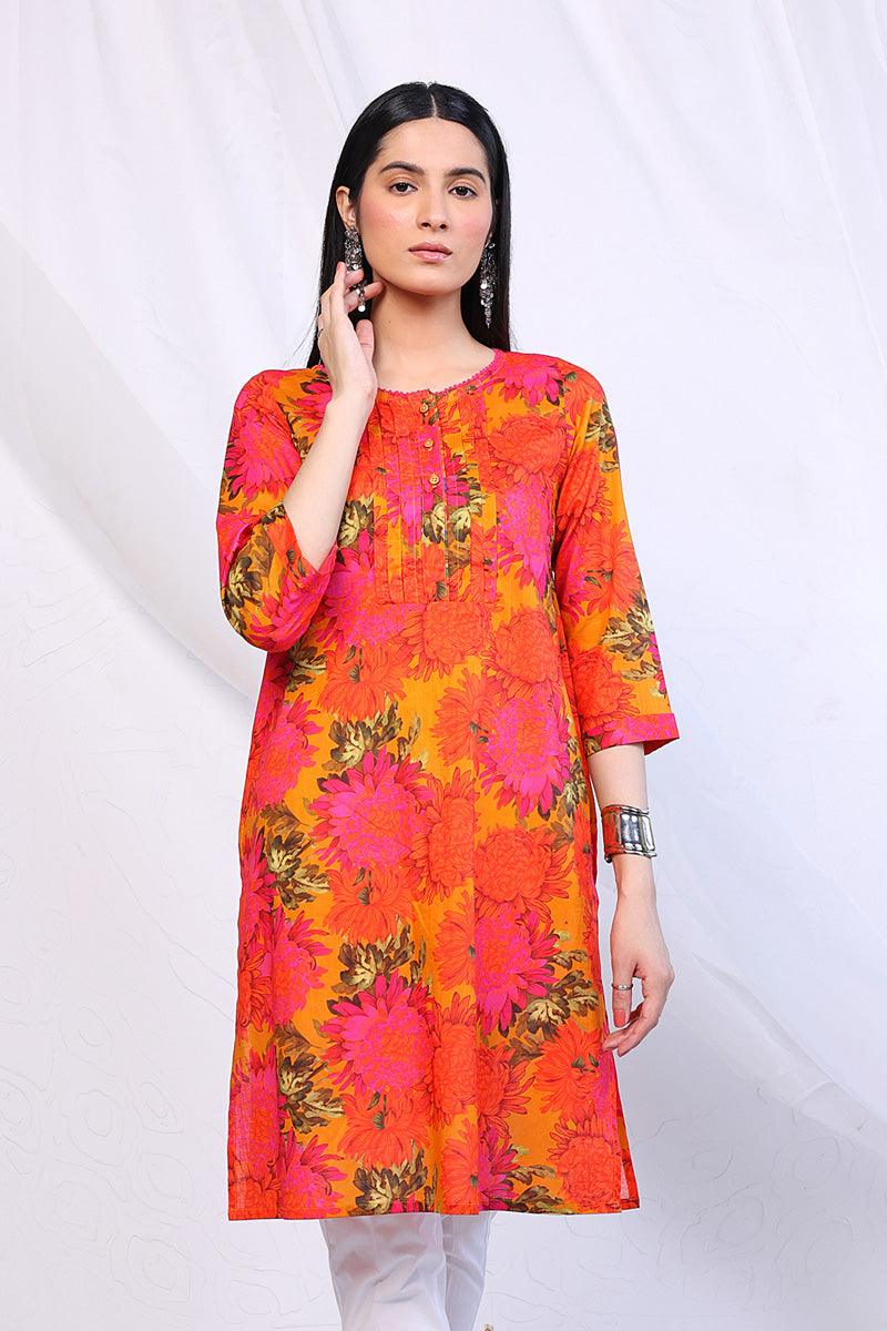 Generartion - Mix Tape Printed Kurta - 1 Piece - Yellow - Lawn