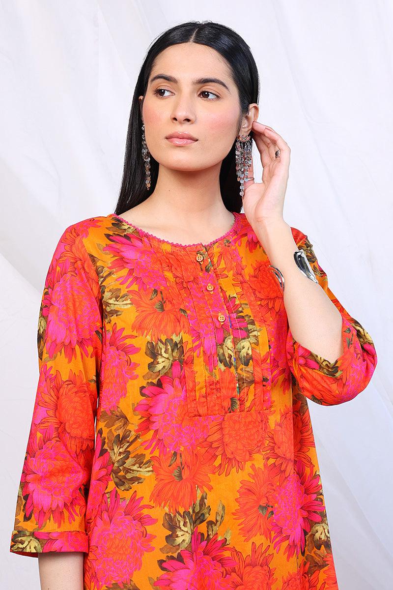 Generartion - Mix Tape Printed Kurta - 1 Piece - Yellow - Lawn