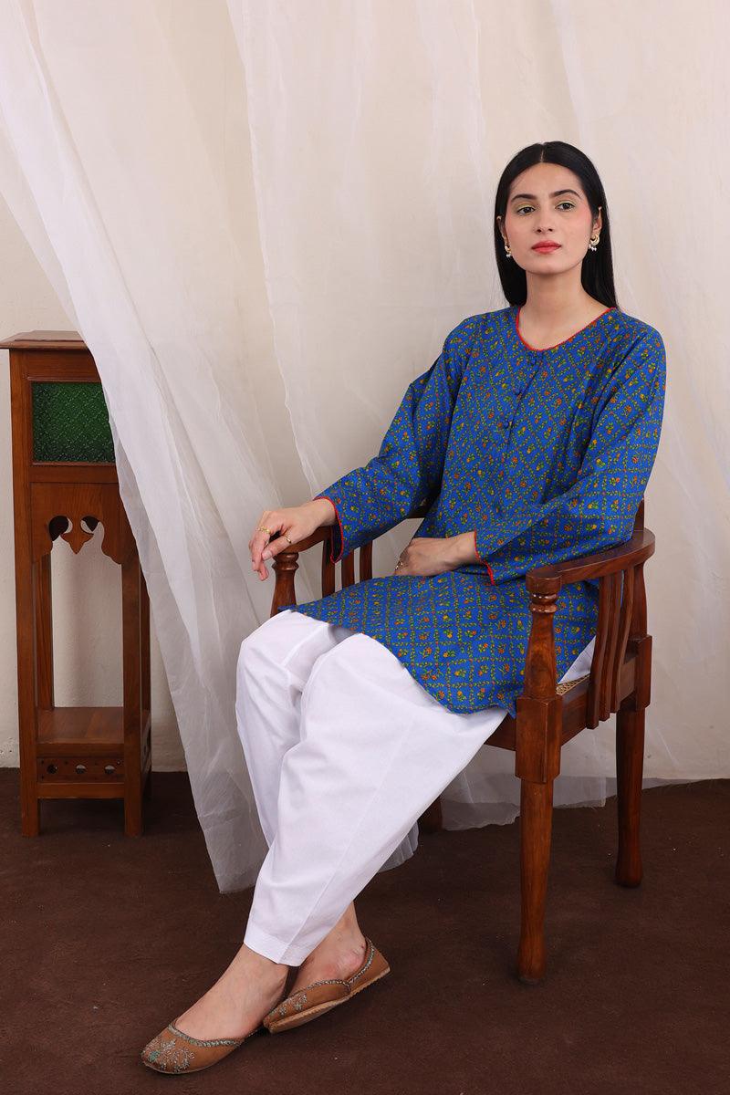 Generartion - Chintz Kurti - 1 Piece - Blue - Lawn