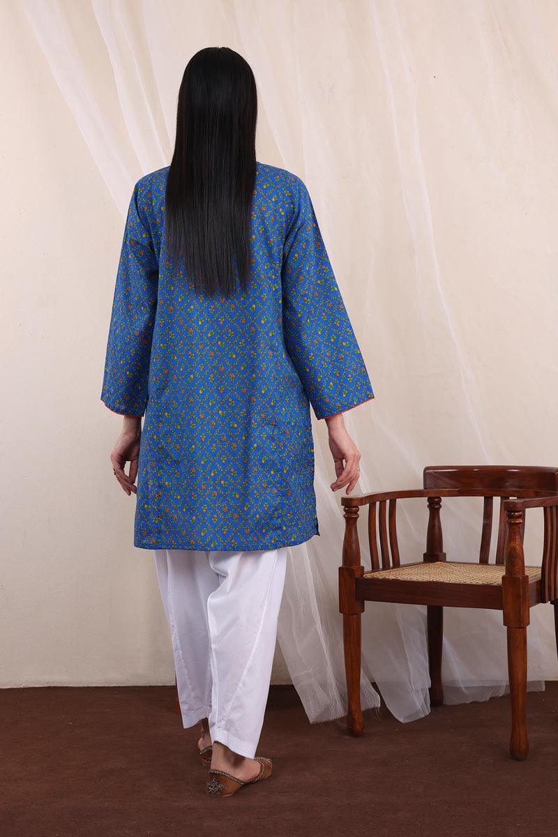 Generartion - Chintz Kurti - 1 Piece - Blue - Lawn