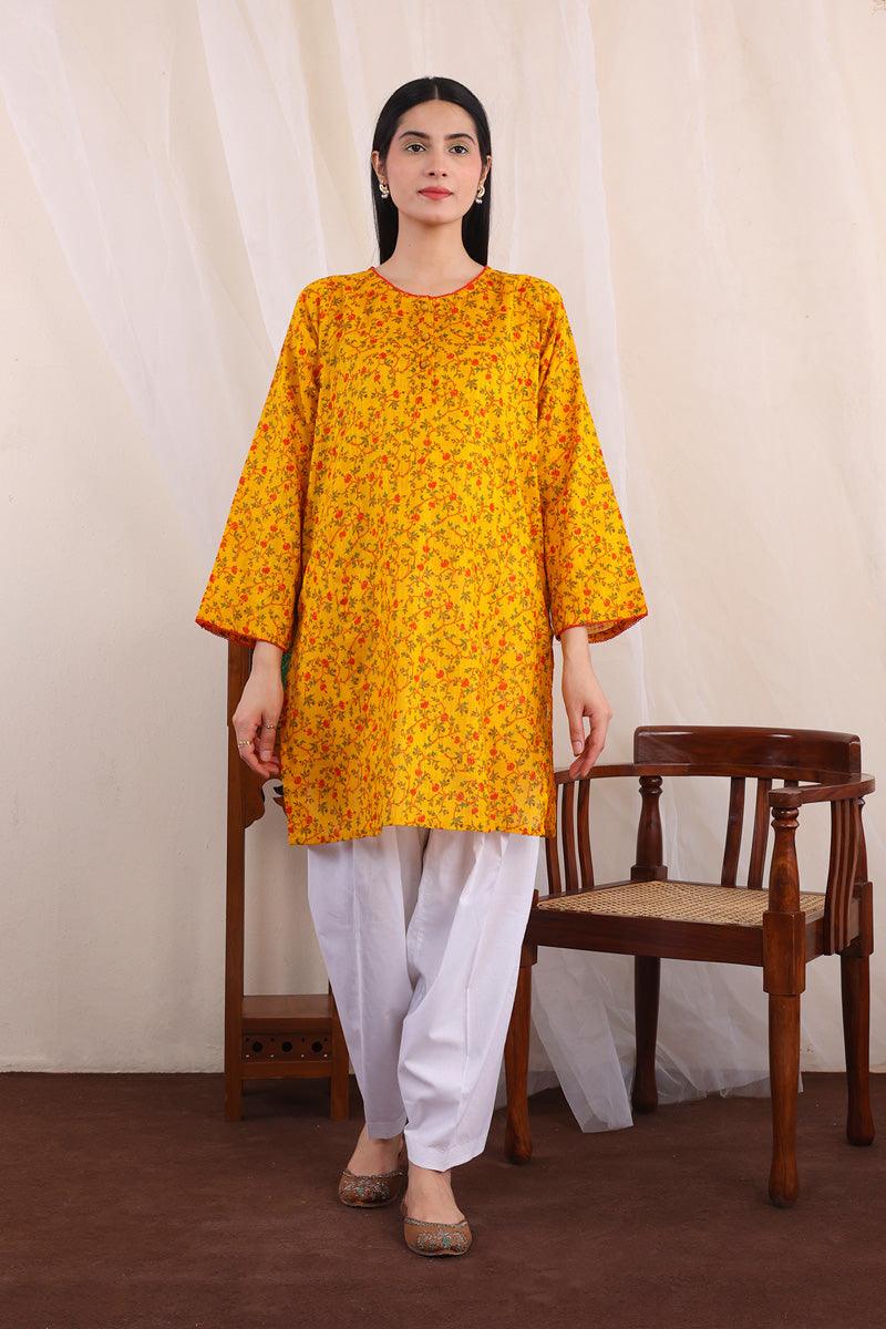 Generartion - Mix Tape Kurta - 1 Piece - Mustard - Lawn