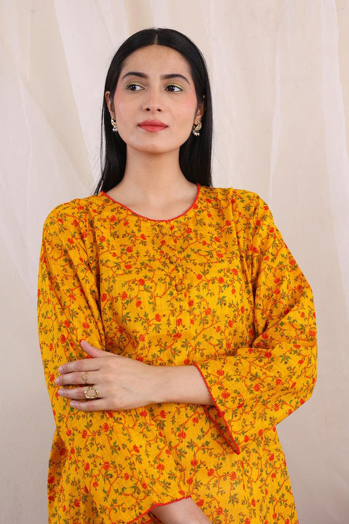 Generartion - Mix Tape Kurta - 1 Piece - Mustard - Lawn
