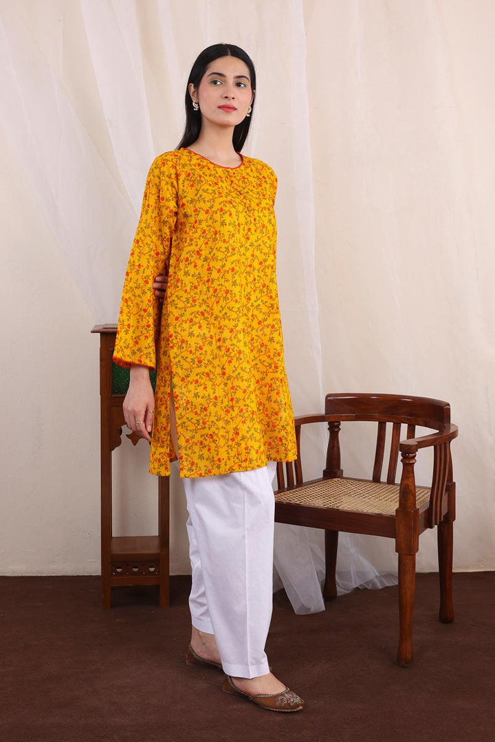 Generartion - Mix Tape Kurta - 1 Piece - Mustard - Lawn
