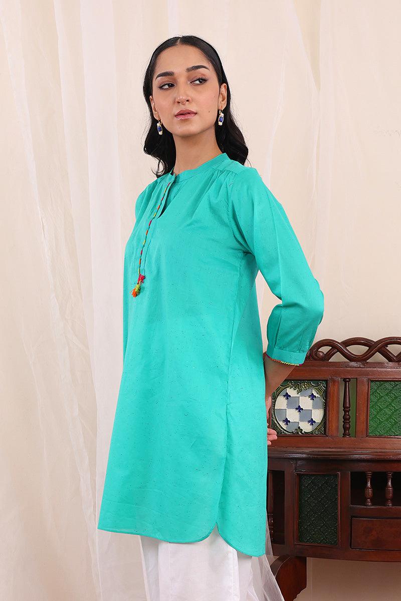 Generartion - Punk Speckled Kurta - 1 Piece - Green - Lawn