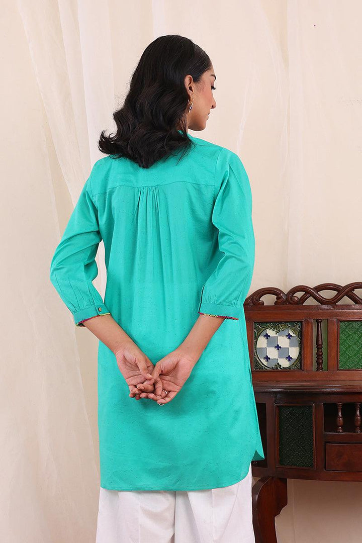 Generartion - Punk Speckled Kurta - 1 Piece - Green - Lawn