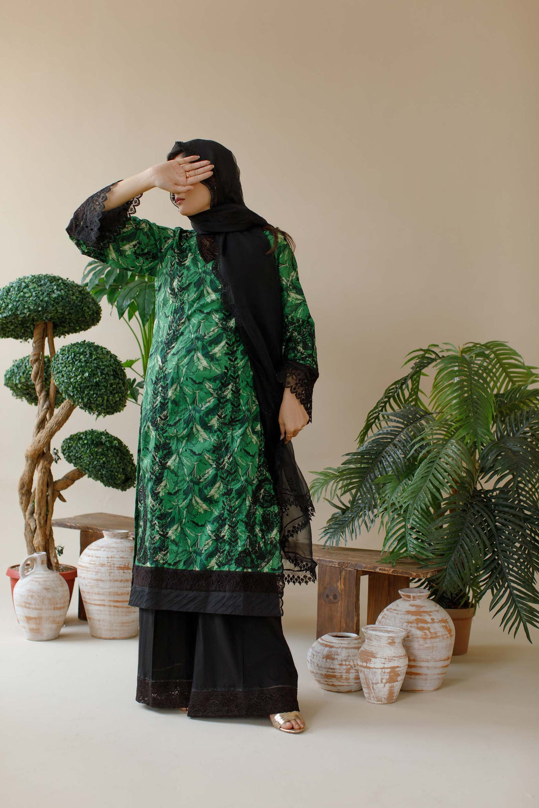 Ombrella - Garden glam - Embroidered - Lawn - 3 Piece