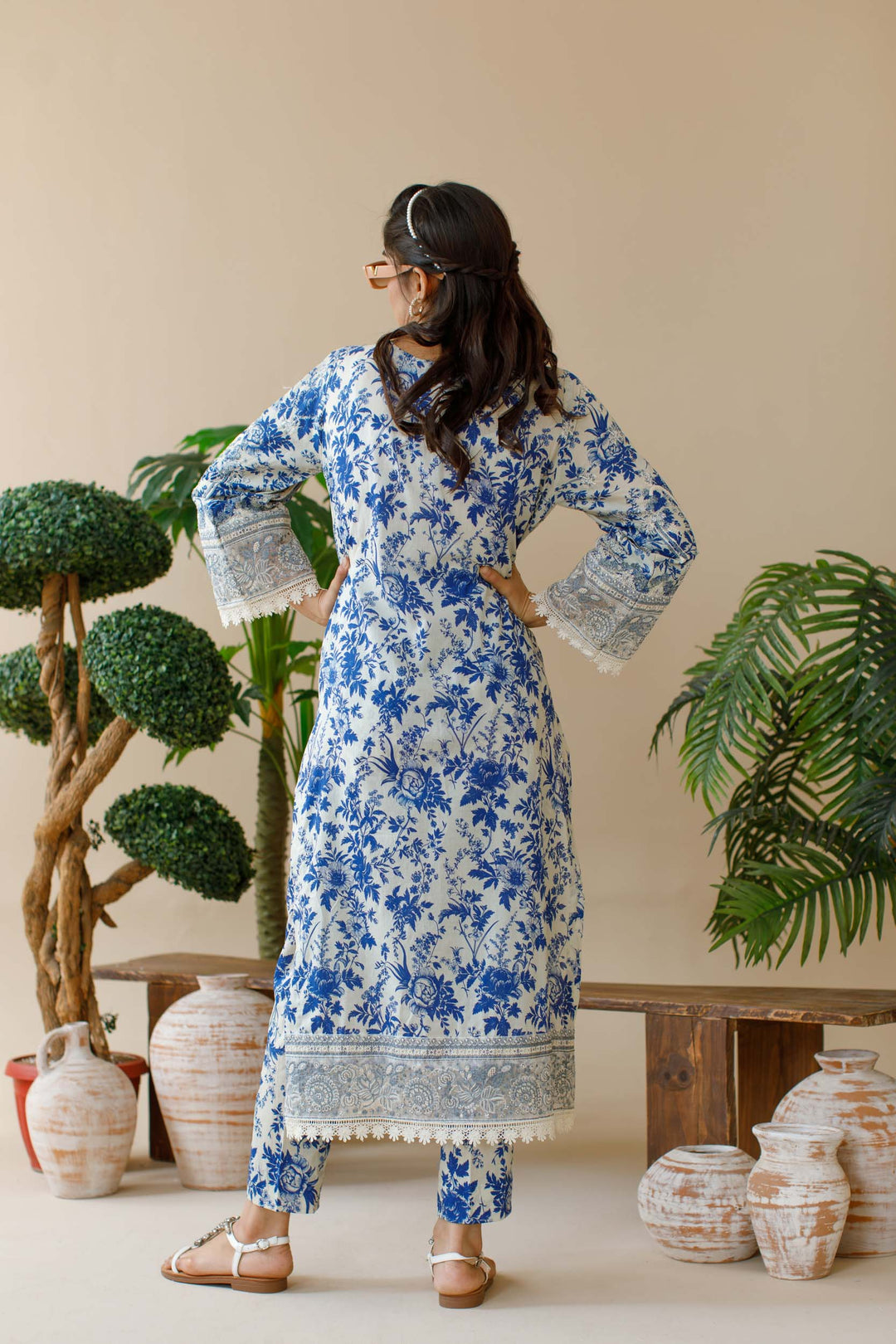 Ombrella - Wildflower- Embroidered - Blue - Lawn - 3 Piece