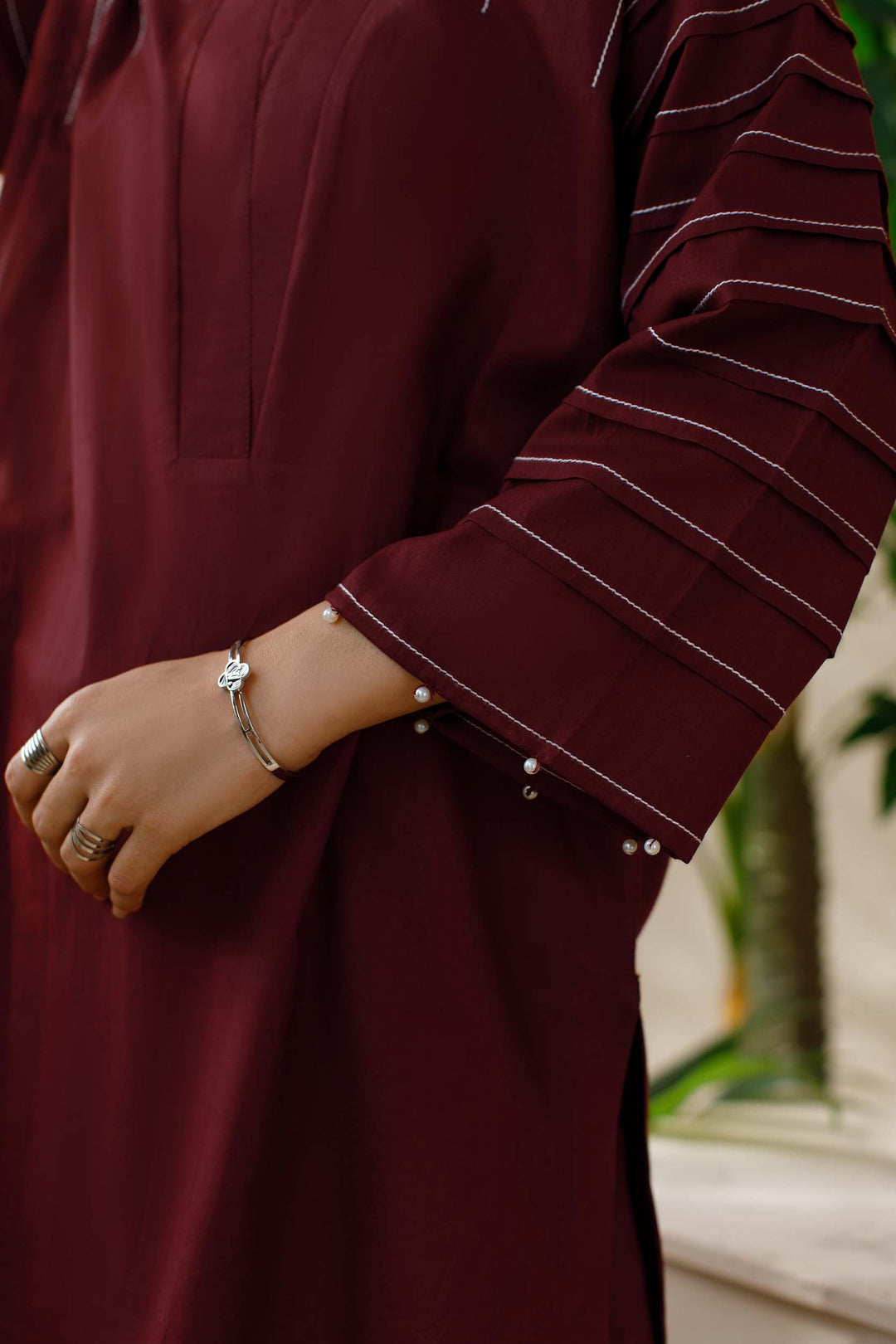 Ombrella - Co ord set - Lawn - Maroon - 2 Piece