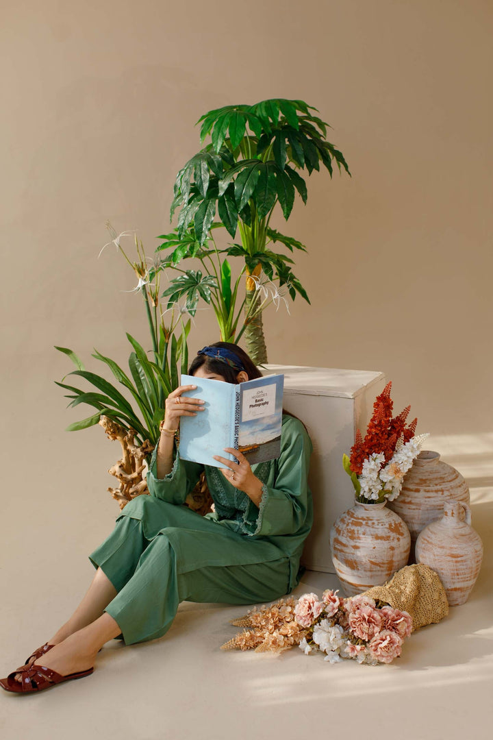 Ombrella - Petal- Co ord Set - Lawn - Green - 2 Piece