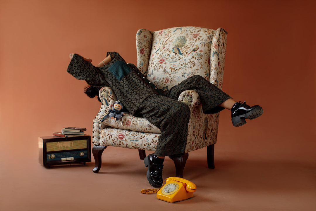 Ombrella - Olive Decode Olive cotton blend lace Co-Ord Set For Women - 2 Piece