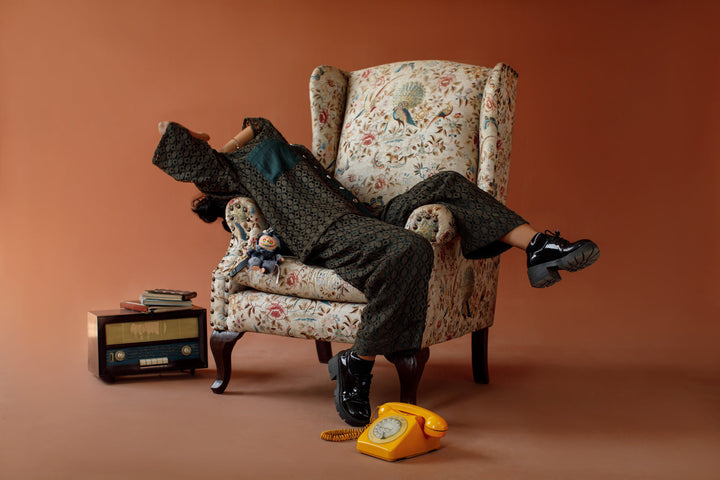 Ombrella - Olive Decode Olive cotton blend lace Co-Ord Set For Women - 2 Piece