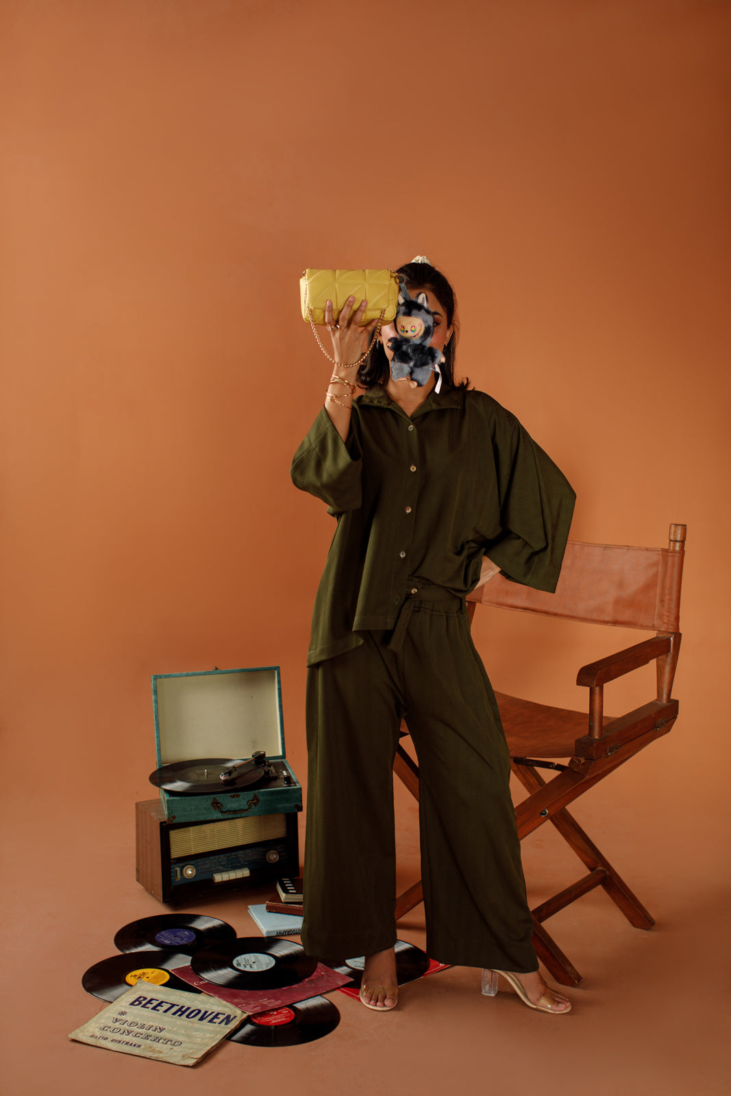 Ombrella - Olive Muse Olive winter jersey Co-Ord Set For Women - 2 Piece