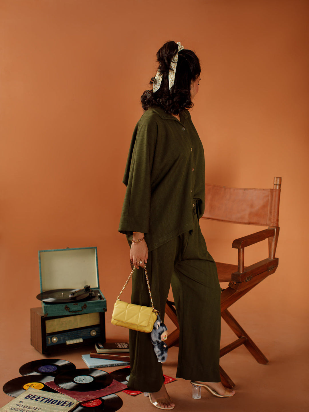 Ombrella - Olive Muse Olive winter jersey Co-Ord Set For Women - 2 Piece