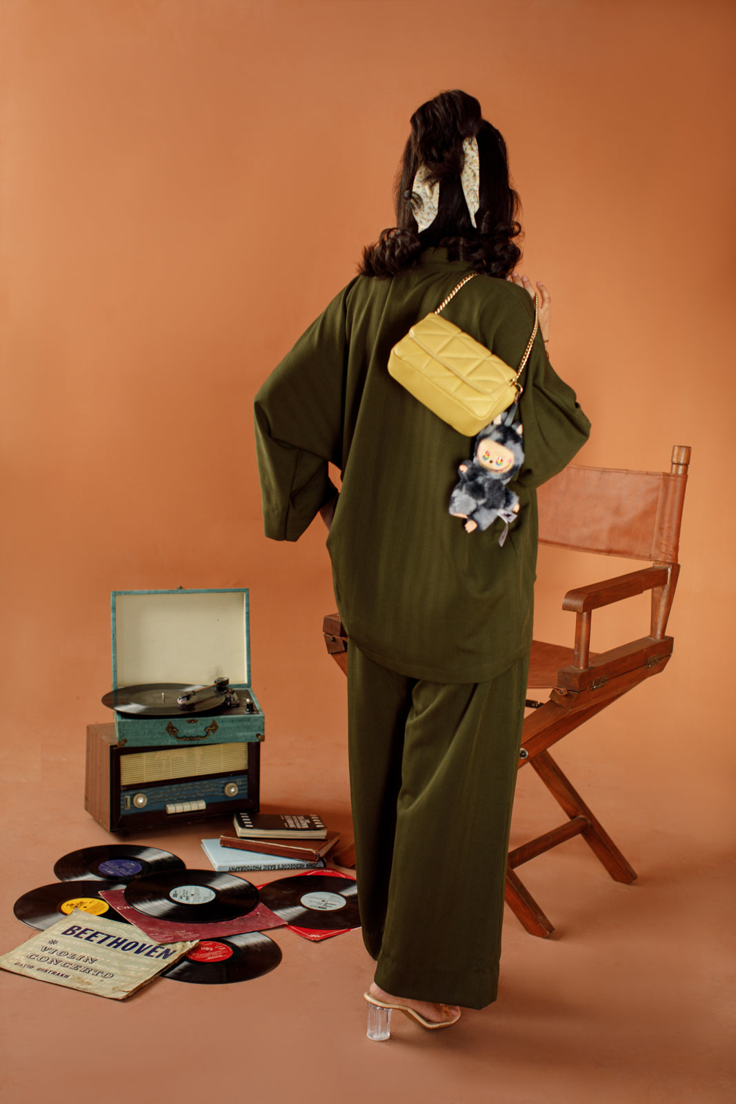 Ombrella - Olive Muse Olive winter jersey Co-Ord Set For Women - 2 Piece