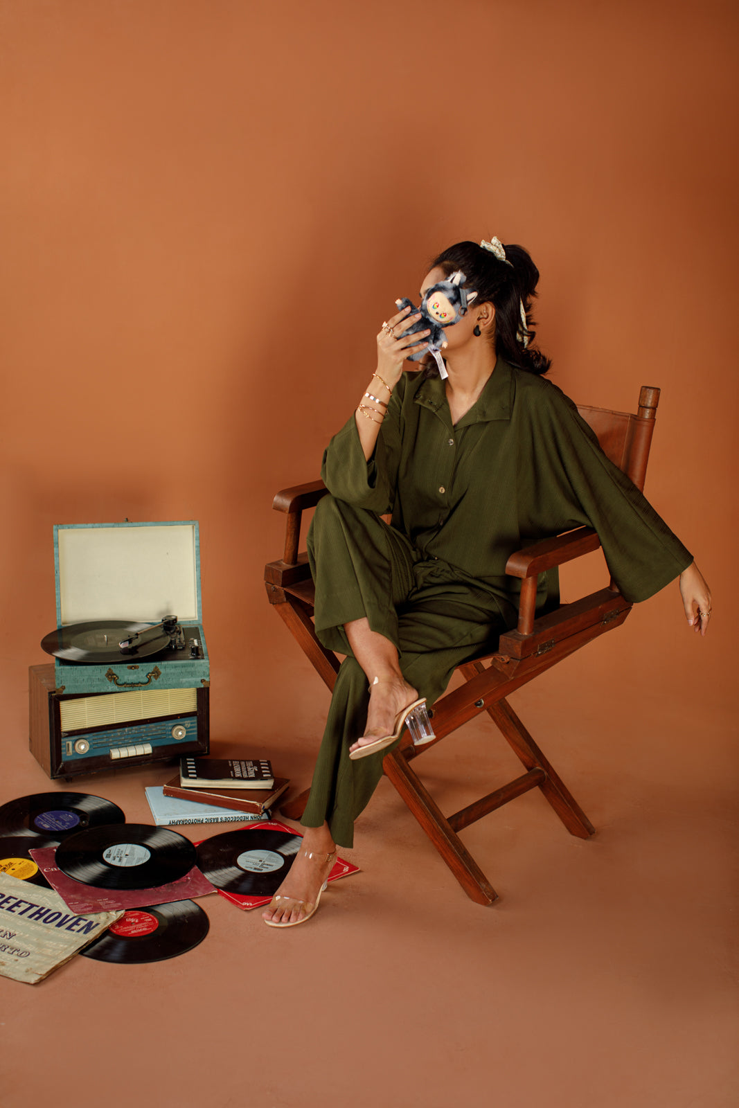 Ombrella - Olive Muse Olive winter jersey Co-Ord Set For Women - 2 Piece