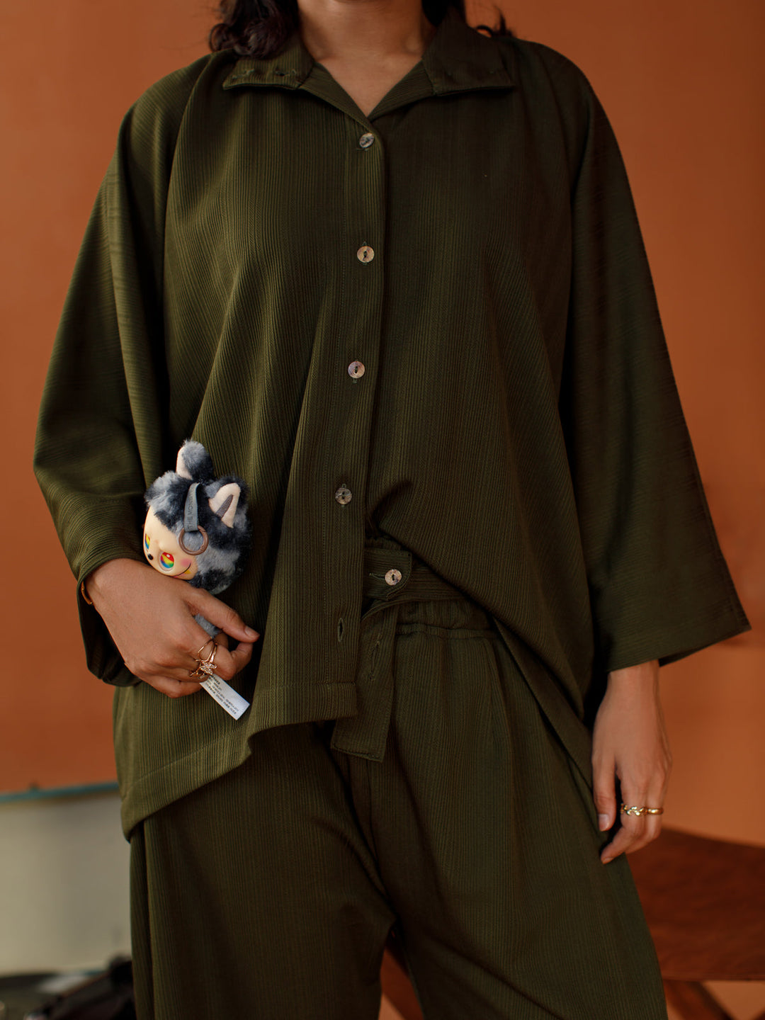 Ombrella - Olive Muse Olive winter jersey Co-Ord Set For Women - 2 Piece