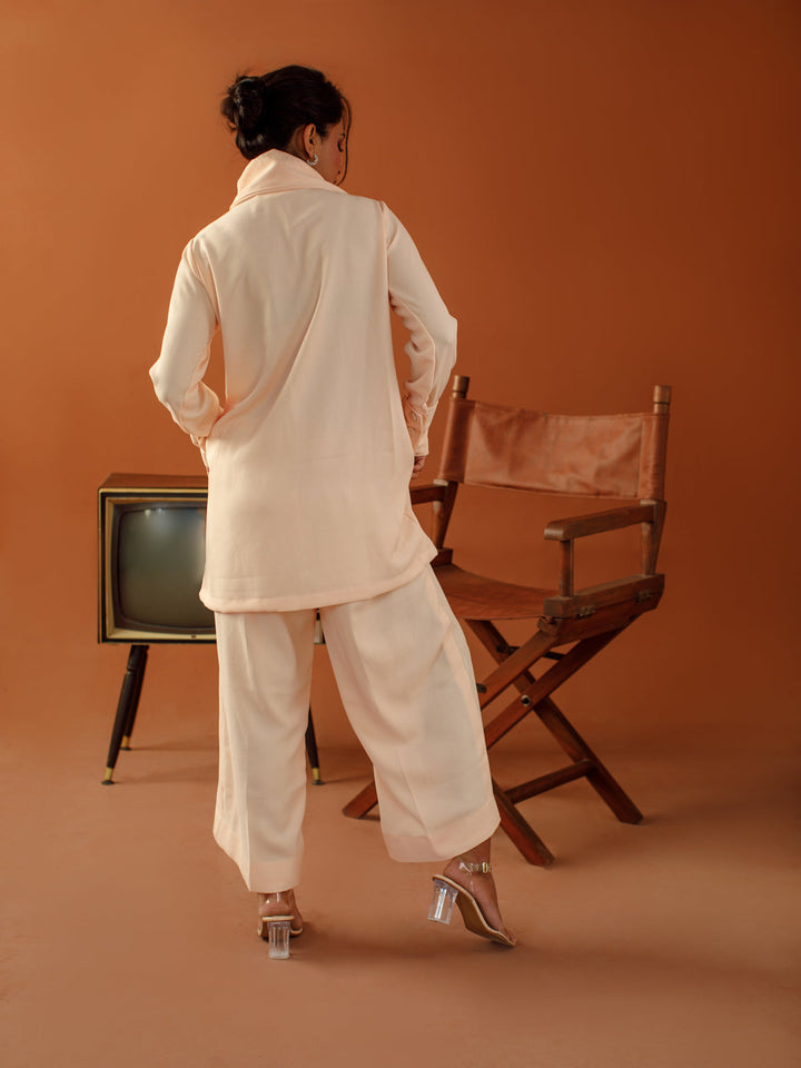 Ombrella - Blush Dune Soft Pink Georgette Dress For Women - 2 Piece