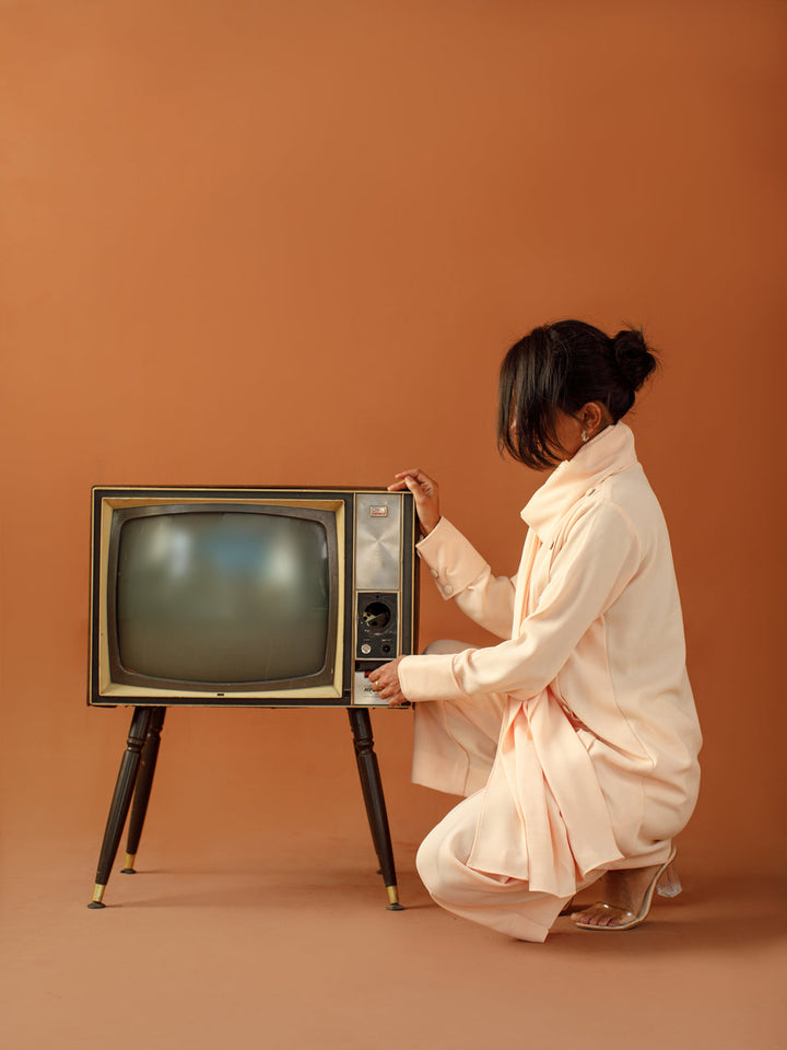 Ombrella - Blush Dune Soft Pink Georgette Dress For Women - 2 Piece