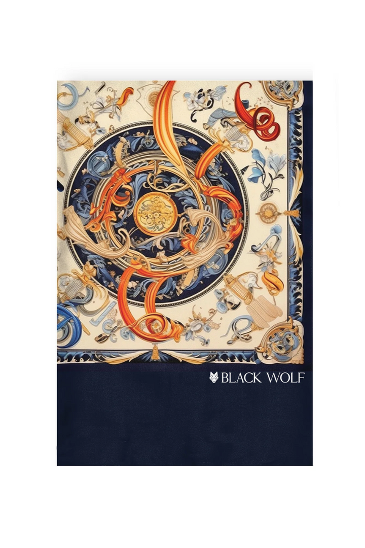 Black Wolf - AUTHENTIC VINTAGE SILK MEN SCARF - SKIN - SILK - 1 Piece