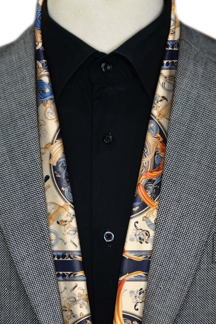 Black Wolf - AUTHENTIC VINTAGE SILK MEN SCARF - SKIN - SILK - 1 Piece