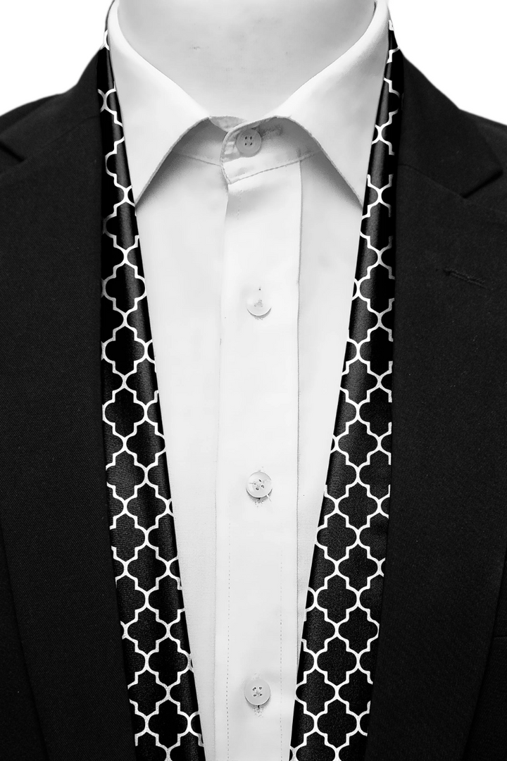 Black Wolf - SILVER GEOMETRIC MEN SCARF - BLACK - SILK - 1 Piece