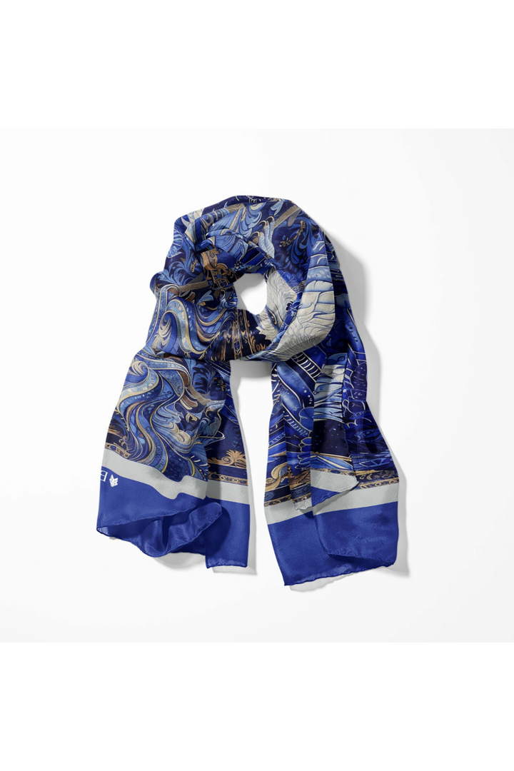 Black Wolf - BLUE EYE EAGLE SILK MEN SCARF - blue - SILK - 1 Piece