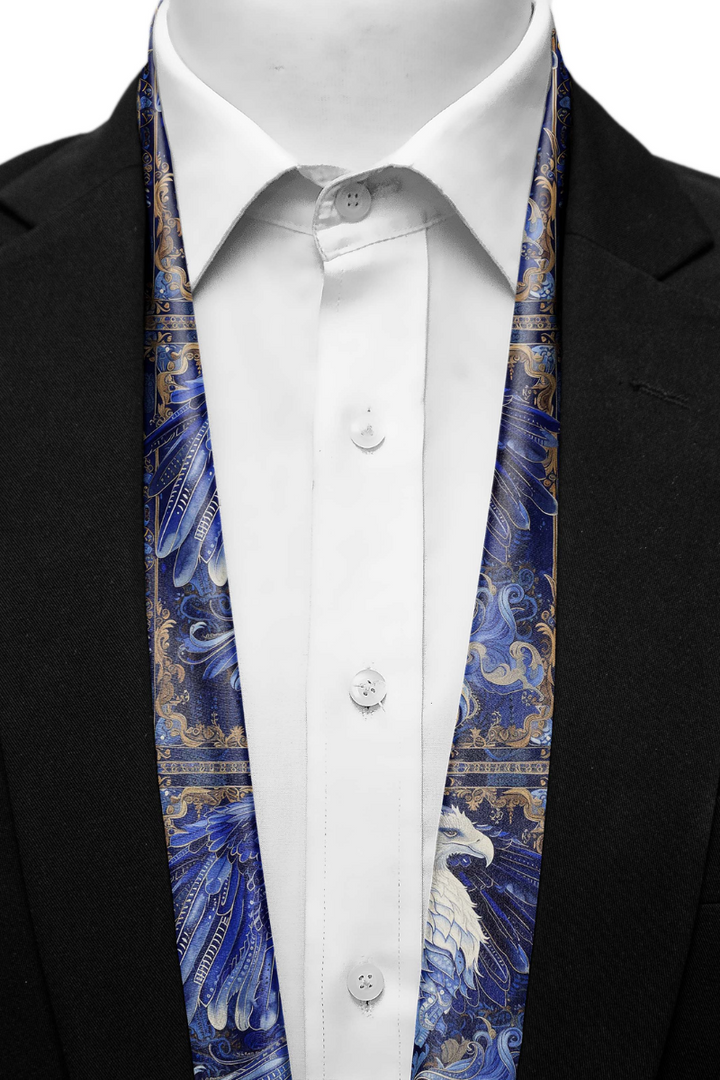 Black Wolf - BLUE EYE EAGLE SILK MEN SCARF - blue - SILK - 1 Piece