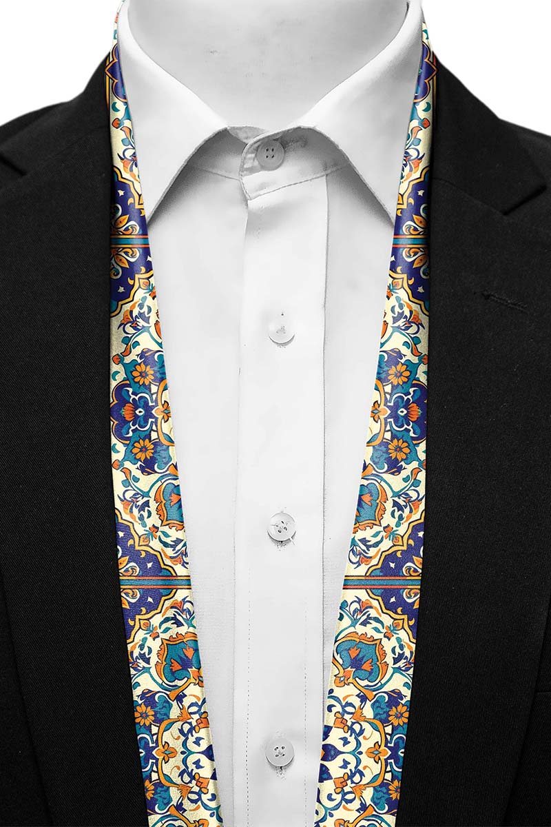 Black Wolf - ARABESQUE VINTAGE ELEGANT MEN SCARF - OFF WHITE - SILK - 1 Piece