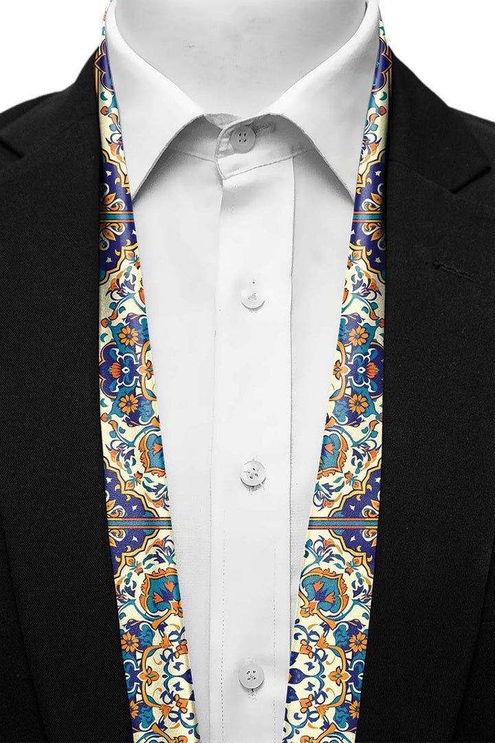 Black Wolf - ARABESQUE VINTAGE ELEGANT MEN SCARF - OFF WHITE - SILK - 1 Piece