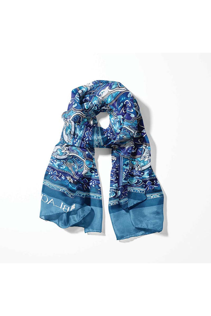 Black Wolf - PERSIAN ART MEN SCARF - TRUE BLUE - SILK - 1 Piece