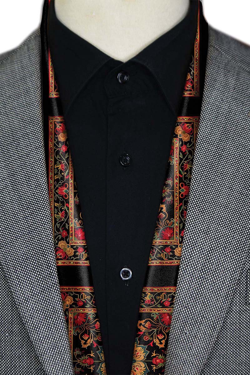 Black Wolf - SAFAVIEH HERITAGE MEN SCARF - BLACK - SILK - 1 Piece