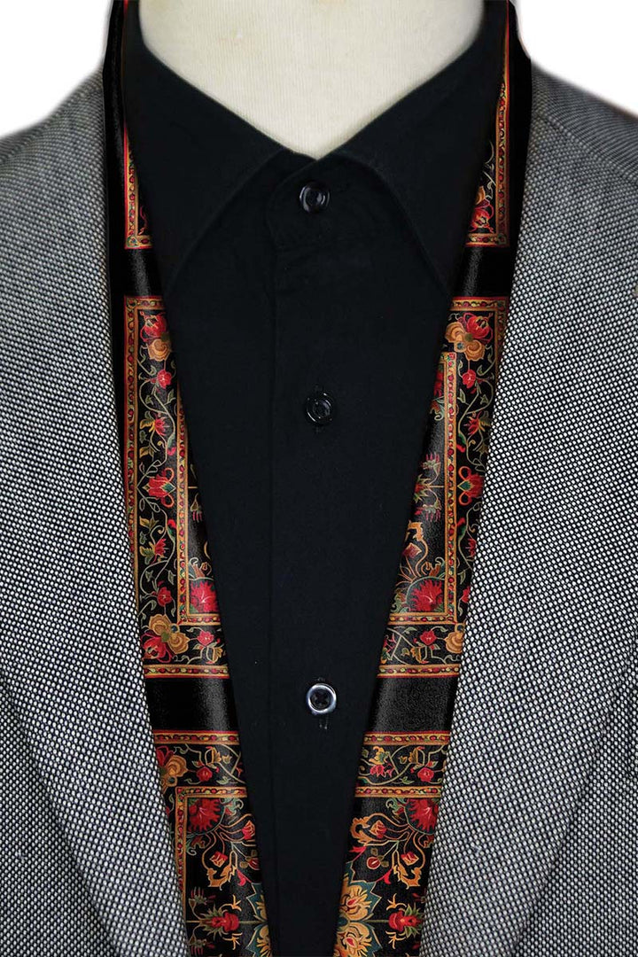 Black Wolf - SAFAVIEH HERITAGE MEN SCARF - BLACK - SILK - 1 Piece