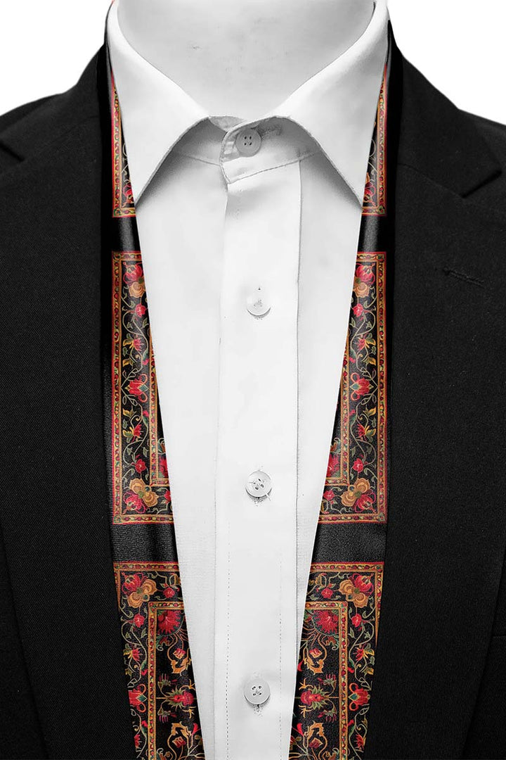 Black Wolf - SAFAVIEH HERITAGE MEN SCARF - BLACK - SILK - 1 Piece