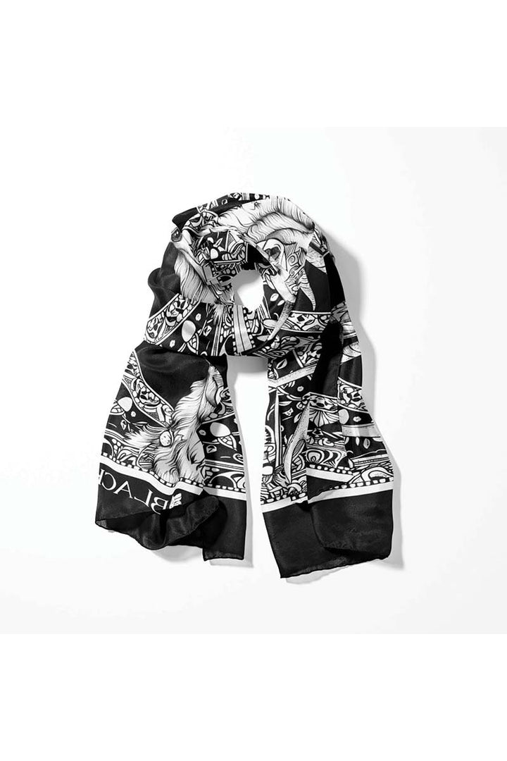 Black Wolf - DEER HEAD MEN SCARF - BLACK - SILK - 1 Piece