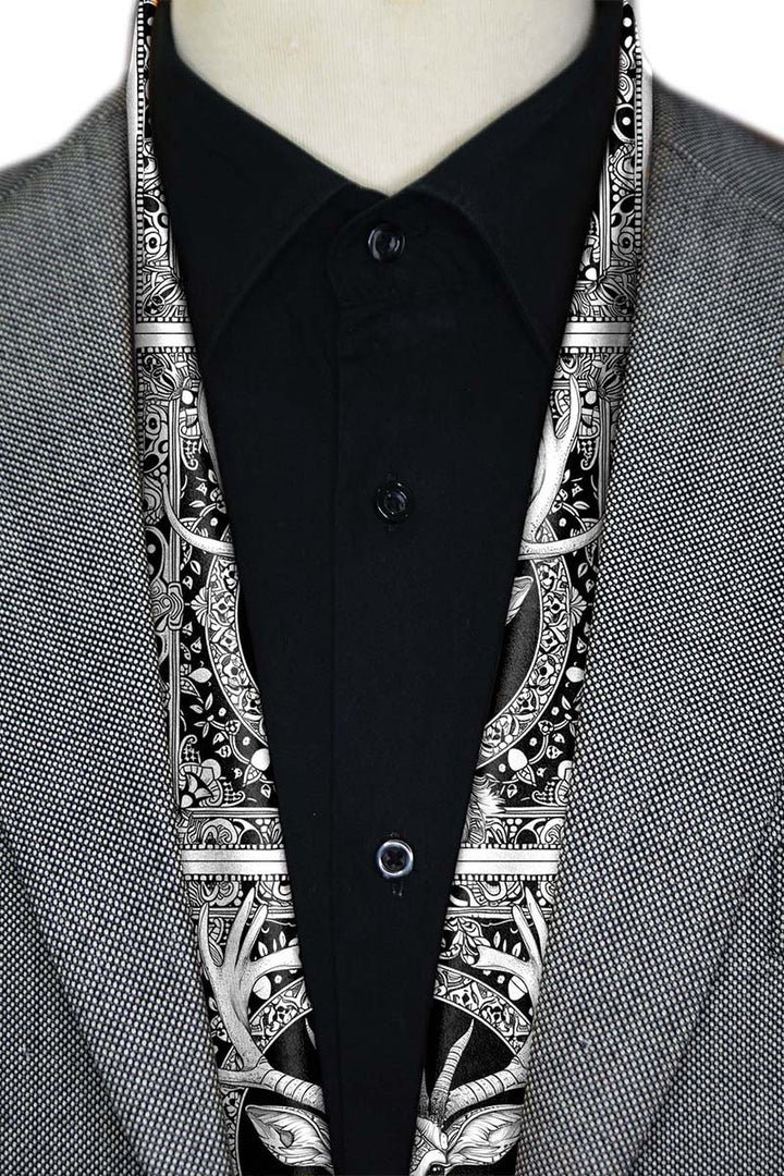 Black Wolf - DEER HEAD MEN SCARF - BLACK - SILK - 1 Piece