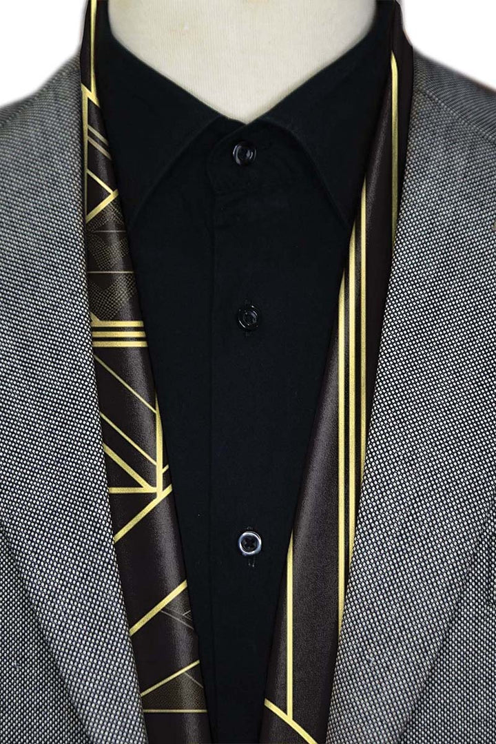 Black Wolf - CHIC GOLDEN MEN SCARF - BLACK - SILK - 1 Piece