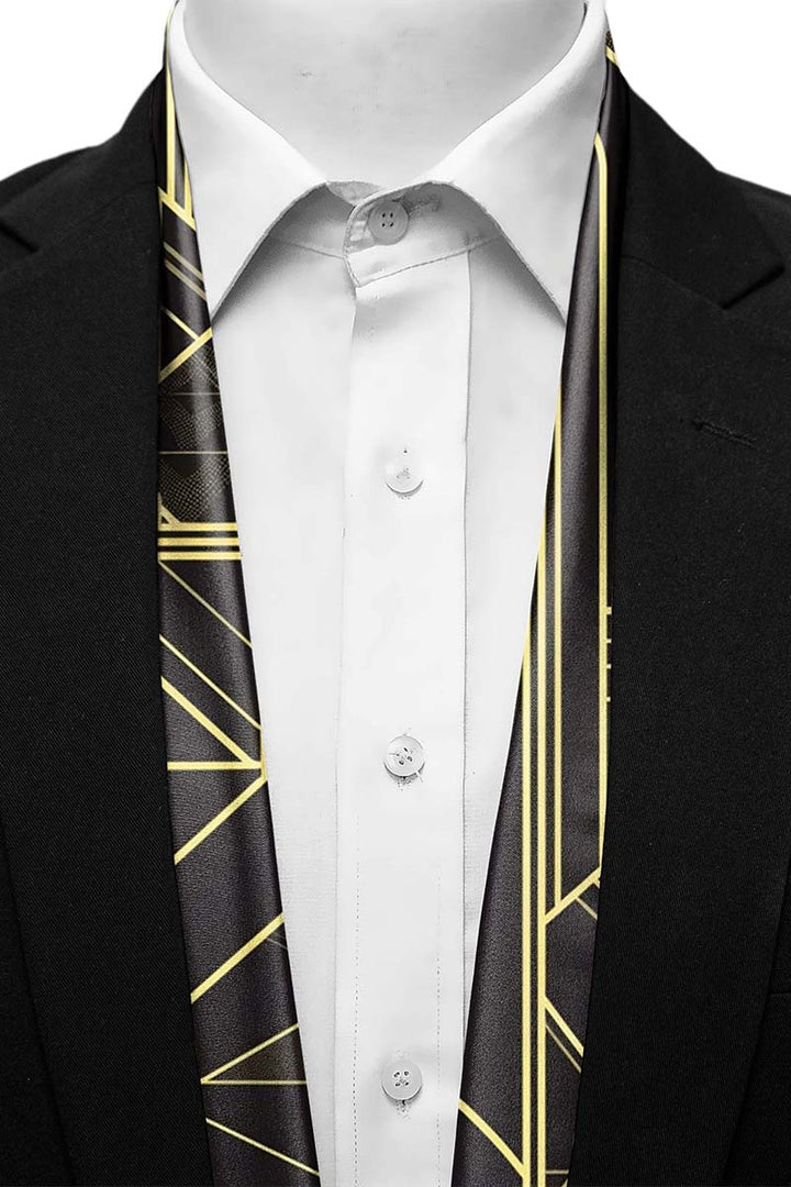 Black Wolf - CHIC GOLDEN MEN SCARF - BLACK - SILK - 1 Piece